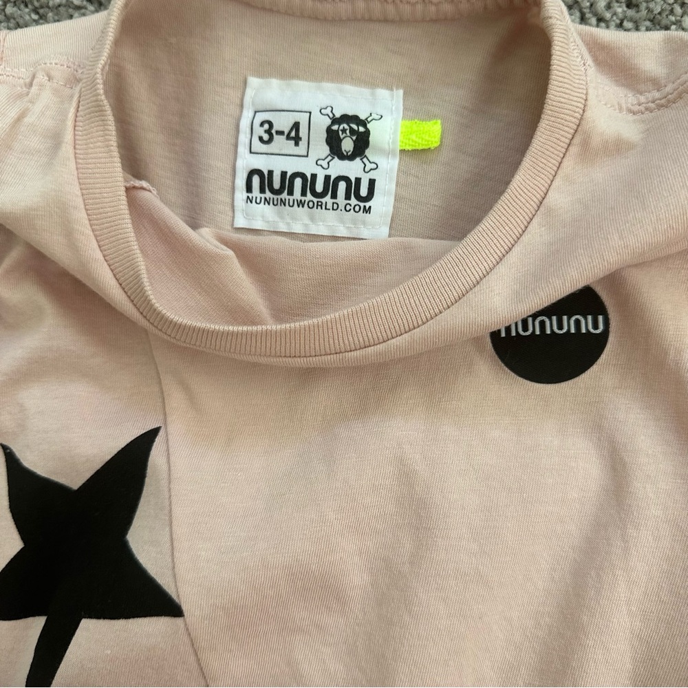 NEW! nununu 360 dress Pink Black Star Long Sleeve Thumbs Pockets A Line Swing - Picture 8 of 9